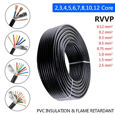 2-12 Core PVC Insulated Flexible Sheath Shielded Electrical Cable 0.12-4mm² RVVP • $4.89