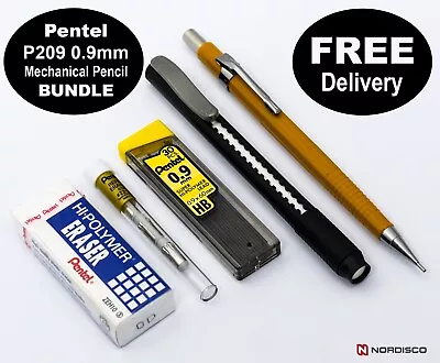 Pentel Sharp P209 0.9mm Mechanical Pencil 5-Piece Bundle With Lead & Erasers • $13.99