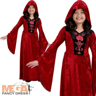 Gothic Vampiress Girls Fancy Dress Halloween Spooky Kids Childrens Child Costume • £6.99