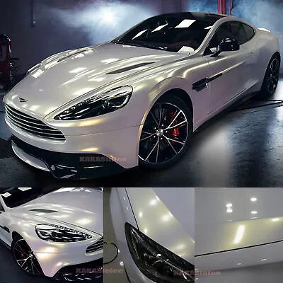 50FT X 5FT Flat White / Gold Pearl Chameleon Chrome Vinyl Wrap Car Sticker HDUS • $281.23