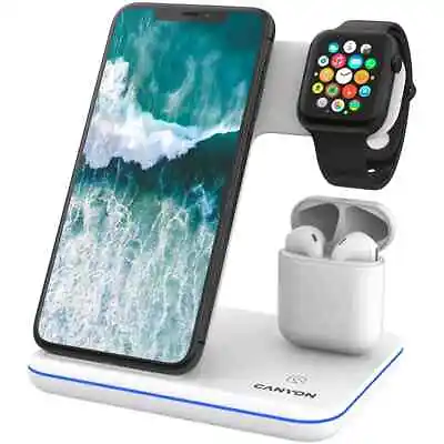 Wireless Fast Charging Station For Apple Gadgets Supporting QI Technology LED • £16.99