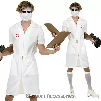 I93 Mens Twisted Joker Nurse Scary Zombie Halloween Fancy Dress Party Costume • $26.95