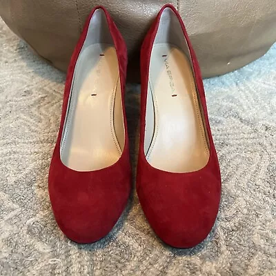 VIA SPIGA Womens Shoes Red Suede Wedge Heels Size 8.5 Slip On • $10