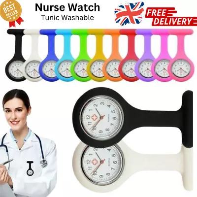 Silicone Nurse Watch Tunic Quartz Fob Pocket Brooch Washable +FREE 1 BATTERY UK • £3.98