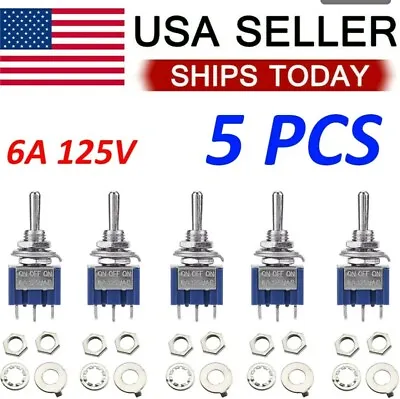 $6.49 • Buy 3 Position Micro Mini Toggle Switch AC ON/OFF/ON SPDT 6 Amp, AC125V 5 Pcs