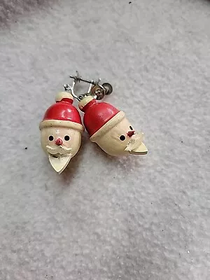 Santa Christmas Earrings Wood  3/4” Wide X 2” Tall • $9.99