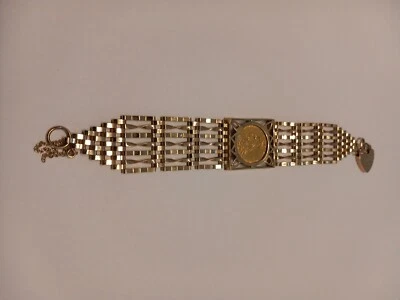 Solid 9ct Gold 7 Bar Gate Sovereign Bracelet • £750