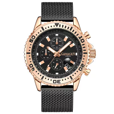 Mens Automatic Watch Rose Black Dominance Mesh Bracelet GAMAGES • £59.99