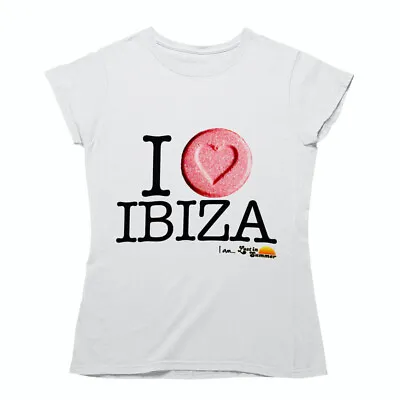 I Love Ibiza Women's T Shirt Heart Pill Ecstasy MDMA Funny WHITE • £19.99