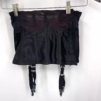 VTG 50s Fredericks Of Hollywood Corset Women Size XS Black Garter Waist Front • $34.30