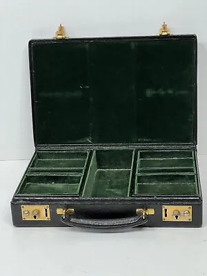 THE BEST Exquisite Mappin & Webb Vintage Oak Grain Leather Jewellery Case +KEY • $808.18