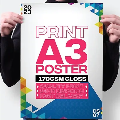 Personalized Poster Paper Print Glossy Photo Custom High Quality 170gsm A1 & A3 • £245.98