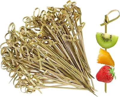 Bamboo Knot Shape Cocktail Sticks Japanese Style Party Food Skewers Picks • £6.99