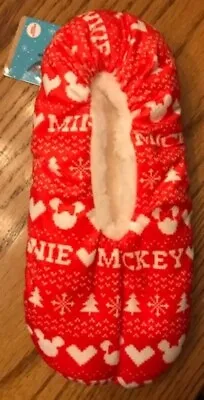 New Disney Mickey & Minnie Mouse Snuggle Toes Slippers - Size S/M • $8.99