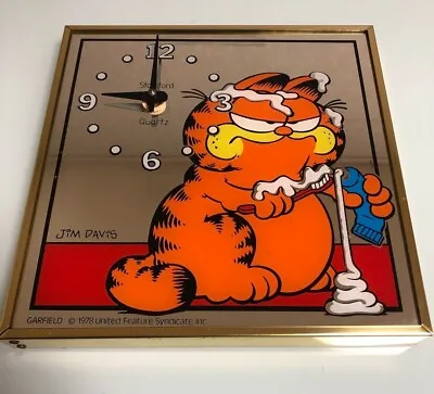 Garfield Mirror Wall Clock Vintage Size 12.5 × 12.5 1978 Made In Canada • $284.99