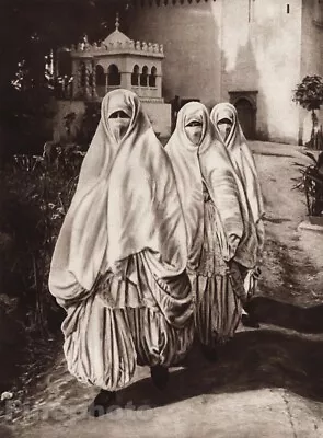 1924 Lehnert & Landrock Original North Africa Veiled Women Abaya Hijab Photo Art • £308.01