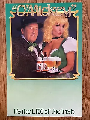 Miller Lite Beer Poster O’Mickey Spillane It’s The Lite Of The Irish Sexy Blonde • $9.97