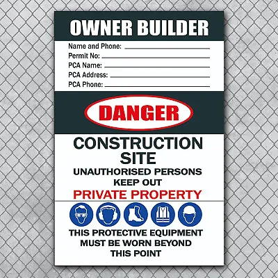 Owner Builder Sign - Construction Site Sign - Free Design - Free Delviery - • $31.34