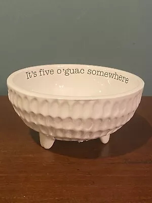 Mud Pie Guacamole Serving Dish 'It's Five O'Guac  Somewhere” Footed Bowl • $17.95