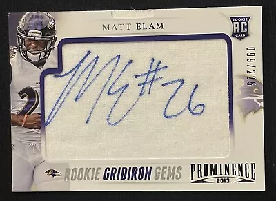 2013 Panini Prominence Gridiron Gems Signatures /225 Matt Elam Rookie Auto RC • $5