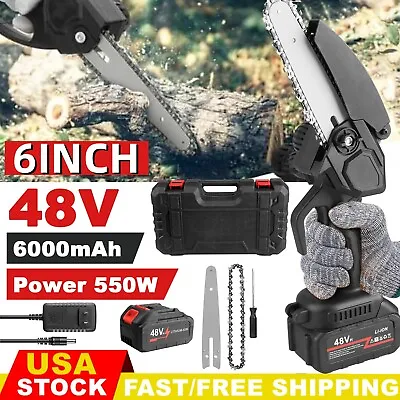 6  Mini Handheld Electric Chainsaw Cordless Chain Saw 48V 550W Battery Power＆Box • $40.95