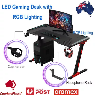 Gaming Desk Computer Desk Office Desk Home Desk With LED Lights RGB Lighting • $189.95