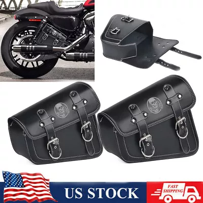 Motorcycle Saddlebags Side Bag Luggage Black PU For Harley Sportster XL 883 1200 • $69.25