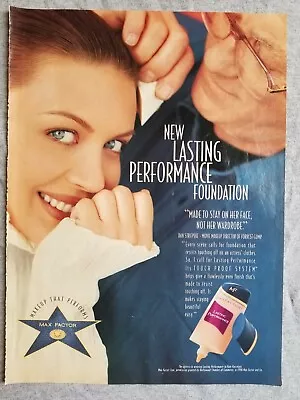 1996 Magazine Advertisement Page MaxFactor Lasting Performance Foundation Ad • $10.99