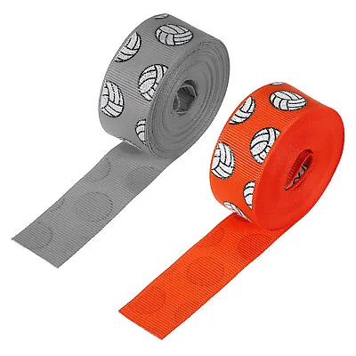 2Roll 7/8 ×5Yard Volleyball Grosgrain Craft Ribbon Burlap Ribbon Orange Grey • $9.32