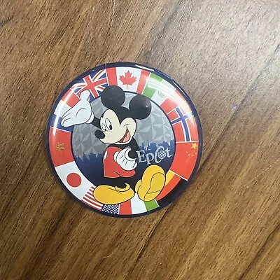 Epcot Center Mickey Mouse Flag Disney Pin Back 3” Metal Pin Back Button • $6.99