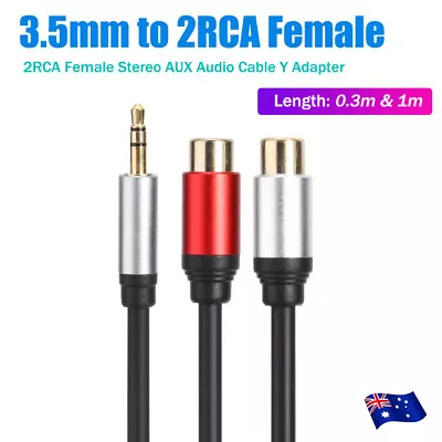 3.5mm Male To 2 RCA Female Splitter AUX Cable Stereo Audio AV Adapter Cord • $6.95