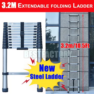 8.5Ft-20.3Ft Telescopic Extension Ladder Aluminum Multi Purpose Folding Non-Slip • $74.39