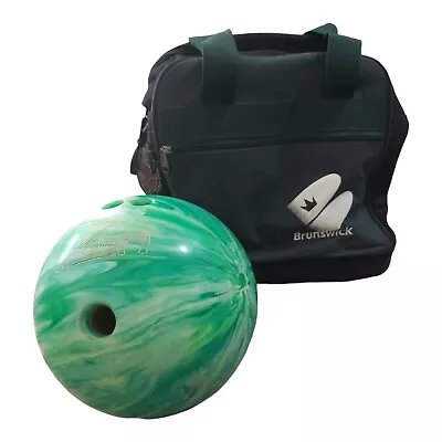 Vintage Brunswick Bowling Bag Green Zoom Glow Ebonite Approx 12lbs Bowling Ball • $24.95