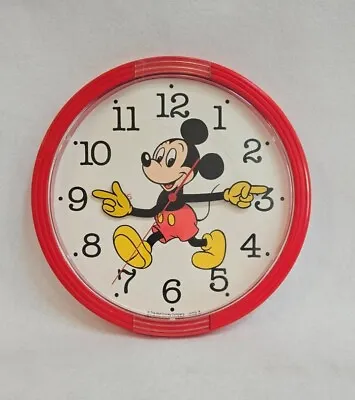 Disney Mickey Mouse 10 Inch Wall Clock Red Lorus Quartz Japan - Working • $28.80