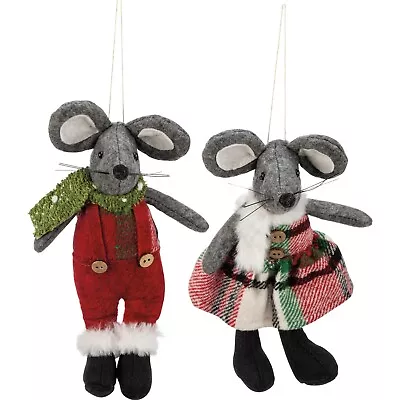 Primitives By Kathy Felt Mouse Ornament Couple Set 2 Holiday Christmas Critter • $19.95