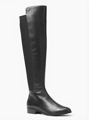 NWOB Michael Kors Black Nappa Leather Stretch Bromley Flat Tall Riding Boots 5 • $89.99