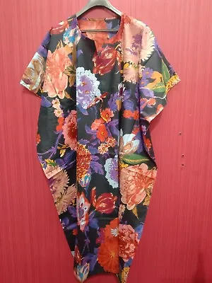 Hand Block Indian Cotton Floral Printed Kaftan Women Beach Cover Up Long Dress • $43.42