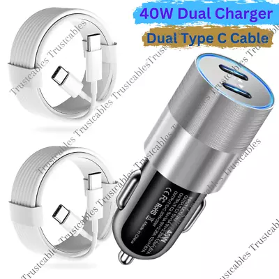 Dual Type C PD Fast 40W Car Charger Adapter Cable For IPad Pro/Sumsang Macbook • $11.11