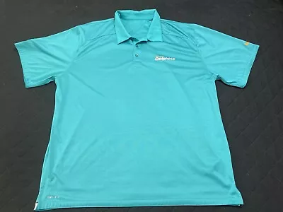 Nike Miami Dolphins NFL On Field Apparel Dri-Fit Polo Shirt Mens Size 2X Green • $25