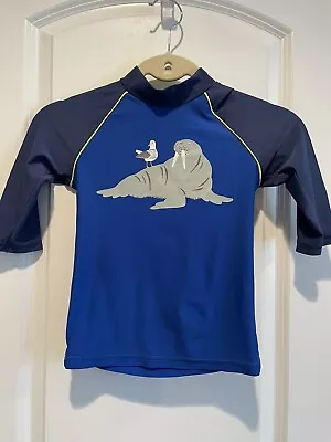 Mini Boden Girl Boy Rash Guard Walrus Rashguard Swim Shirt Long Sleeve Kid 6-7y • $17.99