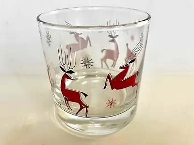   Reindeer Games  Glassware Old Fashion Rocks Glass Tumbler MCM Design • $12
