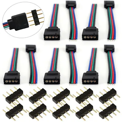 £3.82 • Buy 10 Pcs 10mm 4 Pin Male Female PCB Connector Cable For RGB 5050 3528 LED Strips