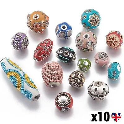 £4.89 • Buy 10x Kashmiri Bollywood Beads Charms Ethnic Boho Jewellery Making Indian Handmade