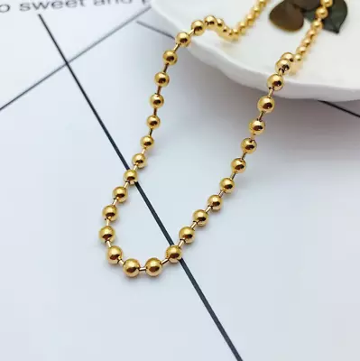 Woman 18k Gold Plated Stainless Steel 3mm Round Bead Ball Chain Necklace 16  AC1 • $4.95