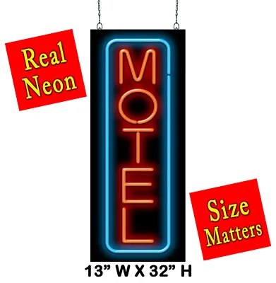 $439 • Buy Vertical Motel Neon Sign | Jantec | 13  X 32  | Hotel No Vacancy Travel Inn Room