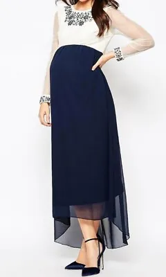 £24.99 • Buy NEW Asos Maternity Maya Maxi Dip Hem Embellished Dress Floor Length Gown Size 12