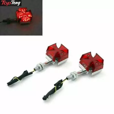 2x Custom Red Maltese Cross LED Turn Signal Light Fit For Motorcycle D • $17.49