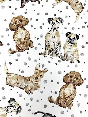 Dog Cotton Fabric Precious Pets White Michael Miller Dalmatian Pug Dachshund • $5.07