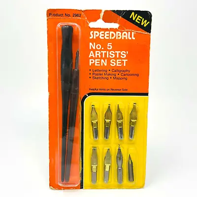 Vintage Calligraphy Speedball No 5. Artists' Pen Set #2962 8 Nibs Unopened • $19