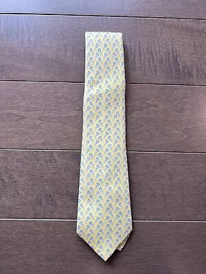 Vineyard Vines Boy's Lacrosse Printed Tie Yellow 100% Silk Handmade In USA EUC  • $16.50